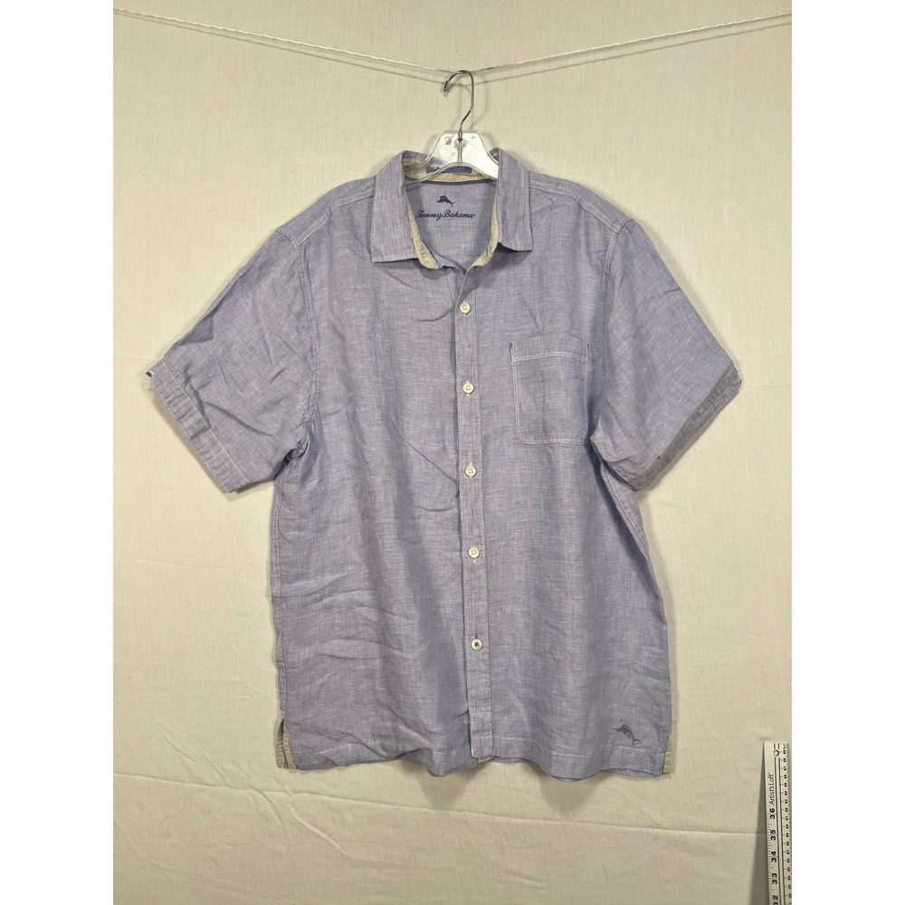 Tommy Bahama Mens 100% Linen Short Sleeve Button Down Shirt Periwinkle 3321